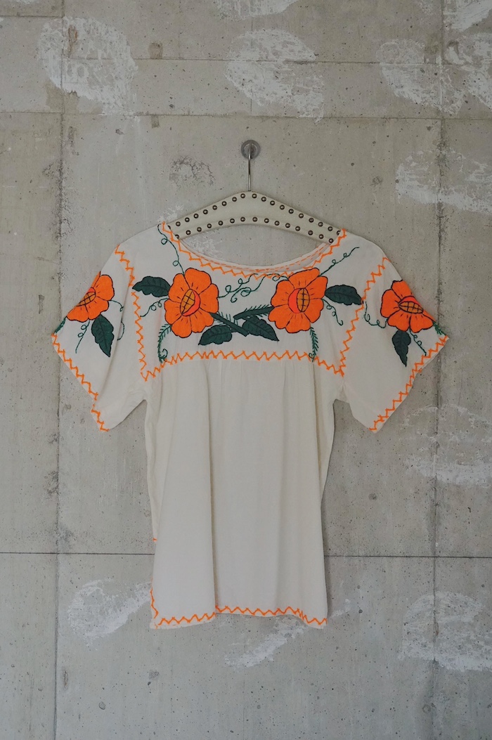 Hand embroidered flower blouse