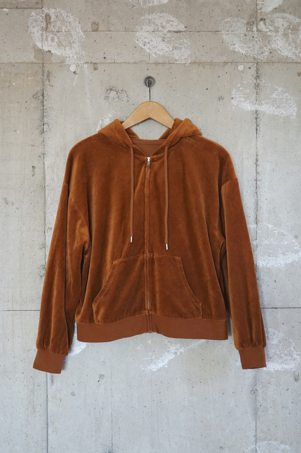 Stretch Velour Zip-Up Hoodie