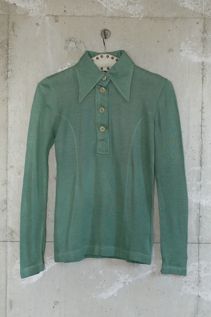 Polo collar knit top / Green / DEPT Online Store